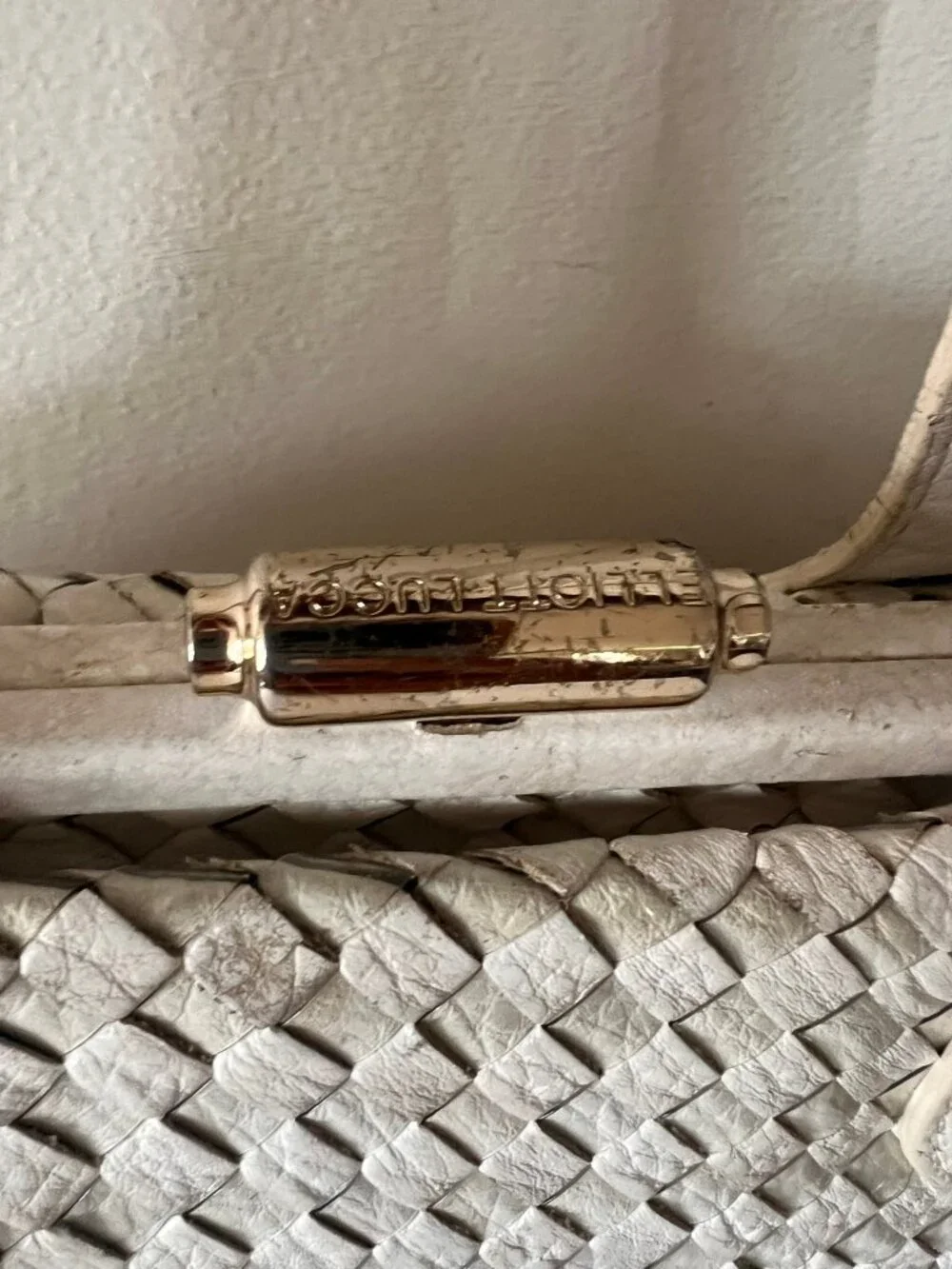 VINTAGE ELLIOTT LUCCA WOVEN SATCHEL BAG CLASP CLOSURE